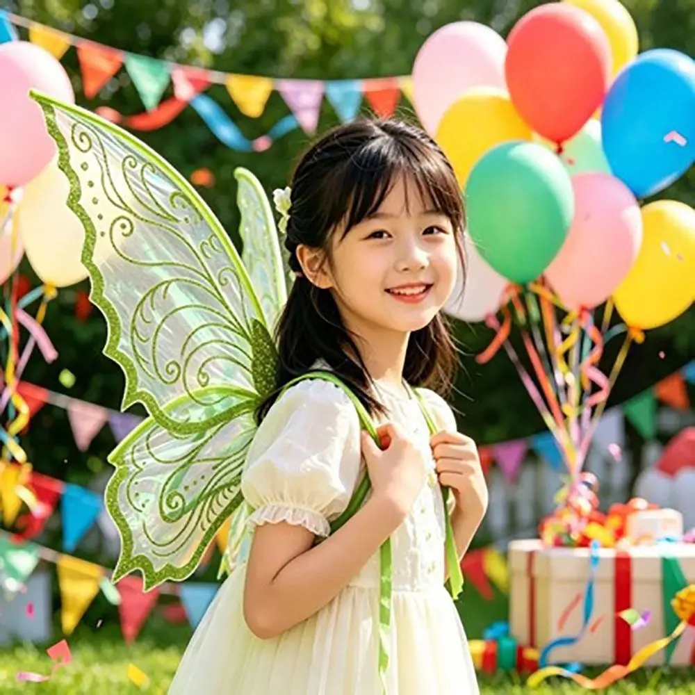 New Princess Angel Wing Fairy Wings Organza Sparkling Angel Wings Dress UP Cicada Wing for Women Girls