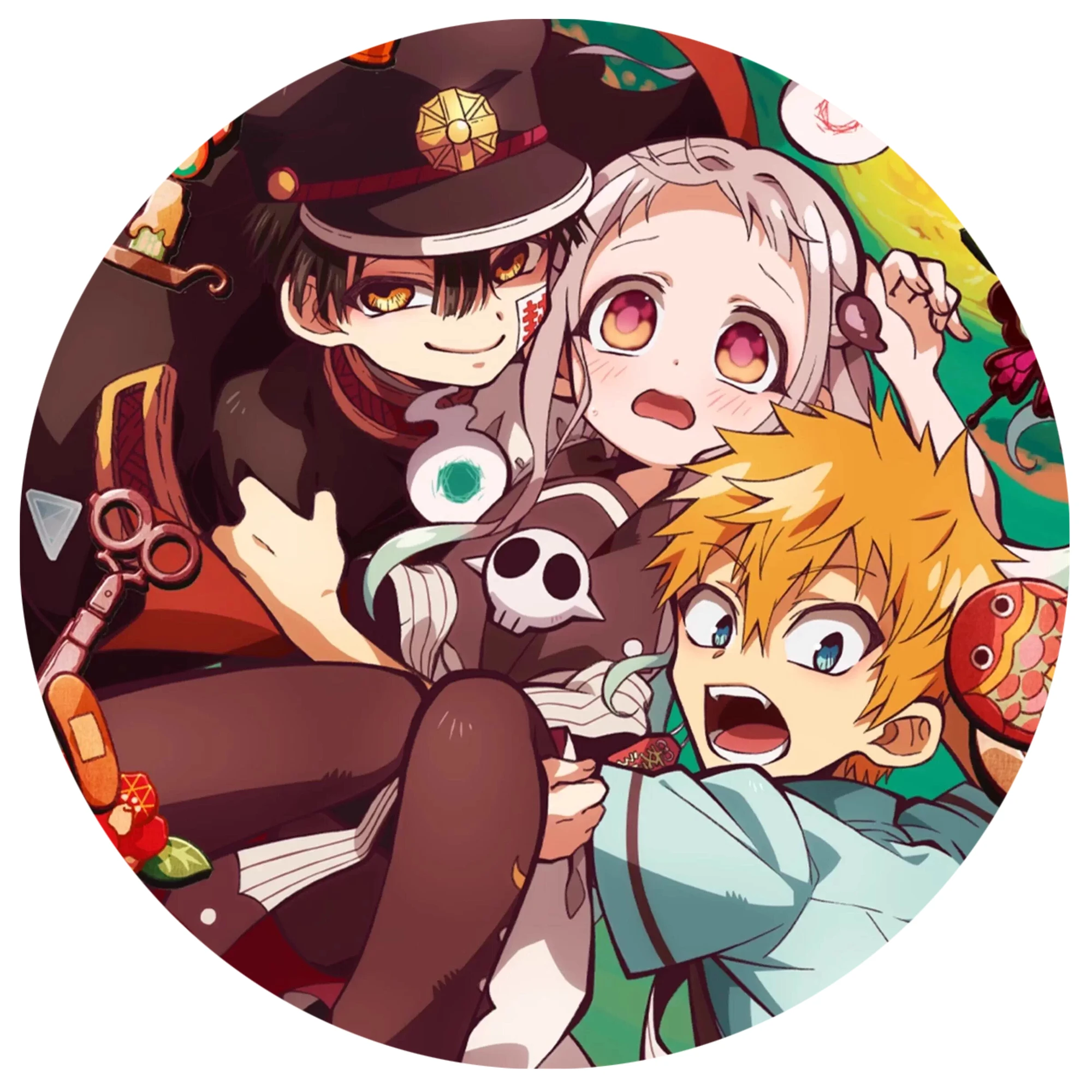 58mm Anime Toilet-bound Hanako-kun Minamoto Kou Yashiro Nene Cosplay COSTUME Badge Pin SPTE Tinplate Brooch﻿ Halloween Prop Gilf