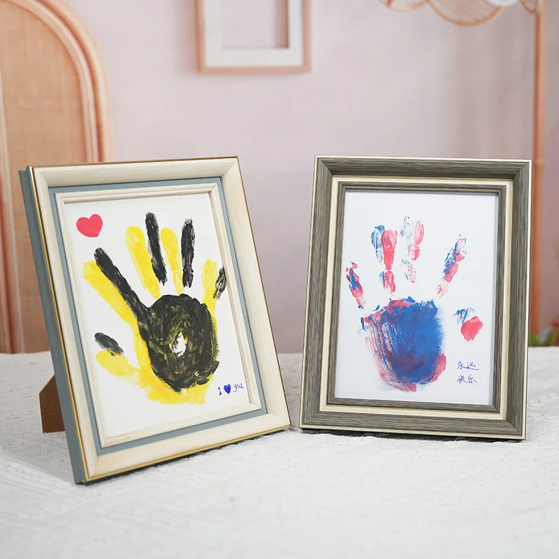 12 Inch DIY Handprint Photo Frame Baby One-Year-Old Hand Print Frame Annual Growth Keepsake Couple Palm Print Memory Gift Decor