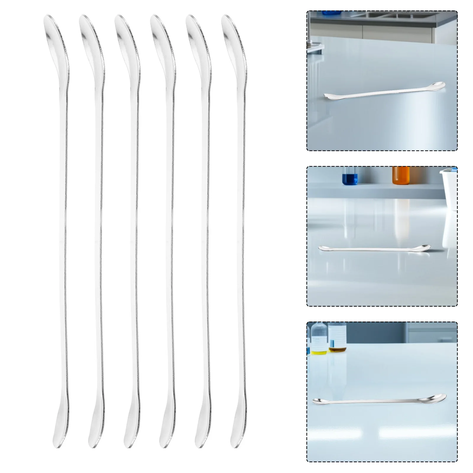 

12Pcs Lab Stirring Spoon Stainless Steel Double End Sampling Tool for Laboratory Reagent Mixing Measuring Kitchen Classroom