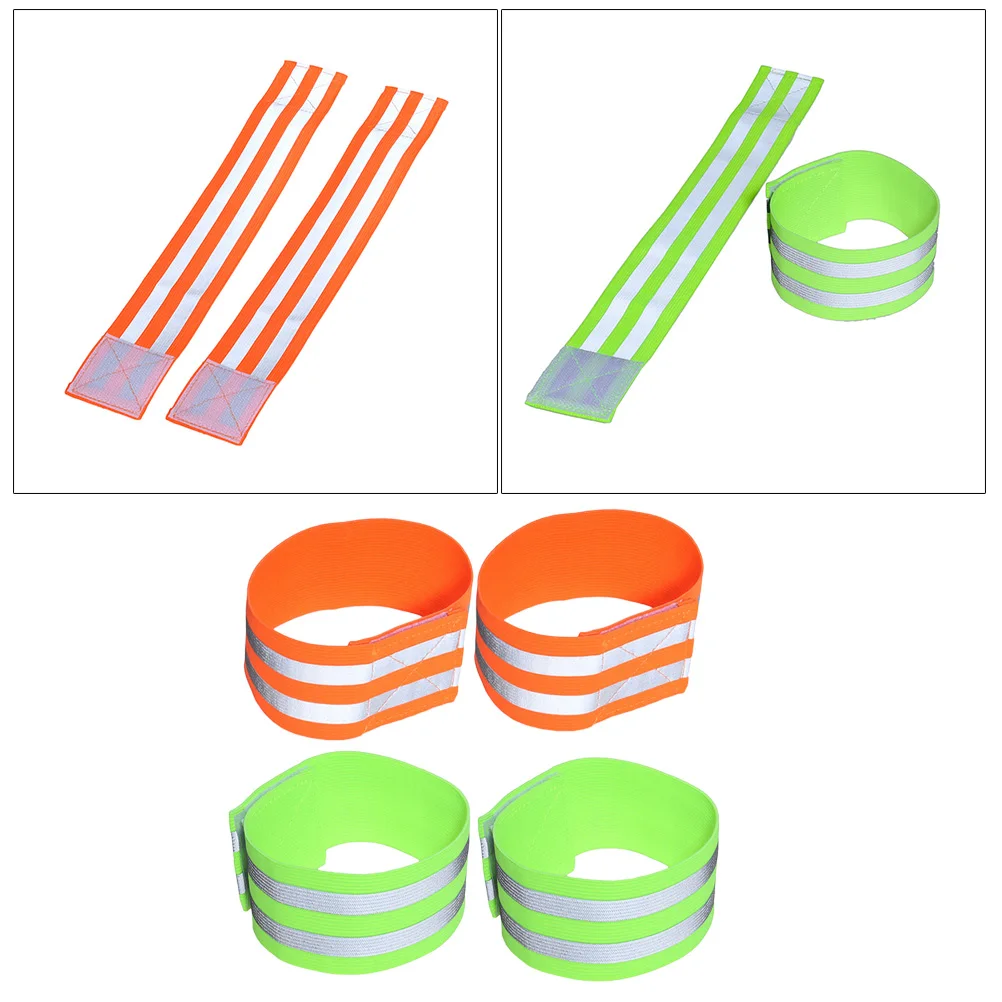 

4 Pcs Reflective Elastic Band Adjustable Safety Strap for Night Running Cycling Walking Reusable Visibility Armband Leg Band