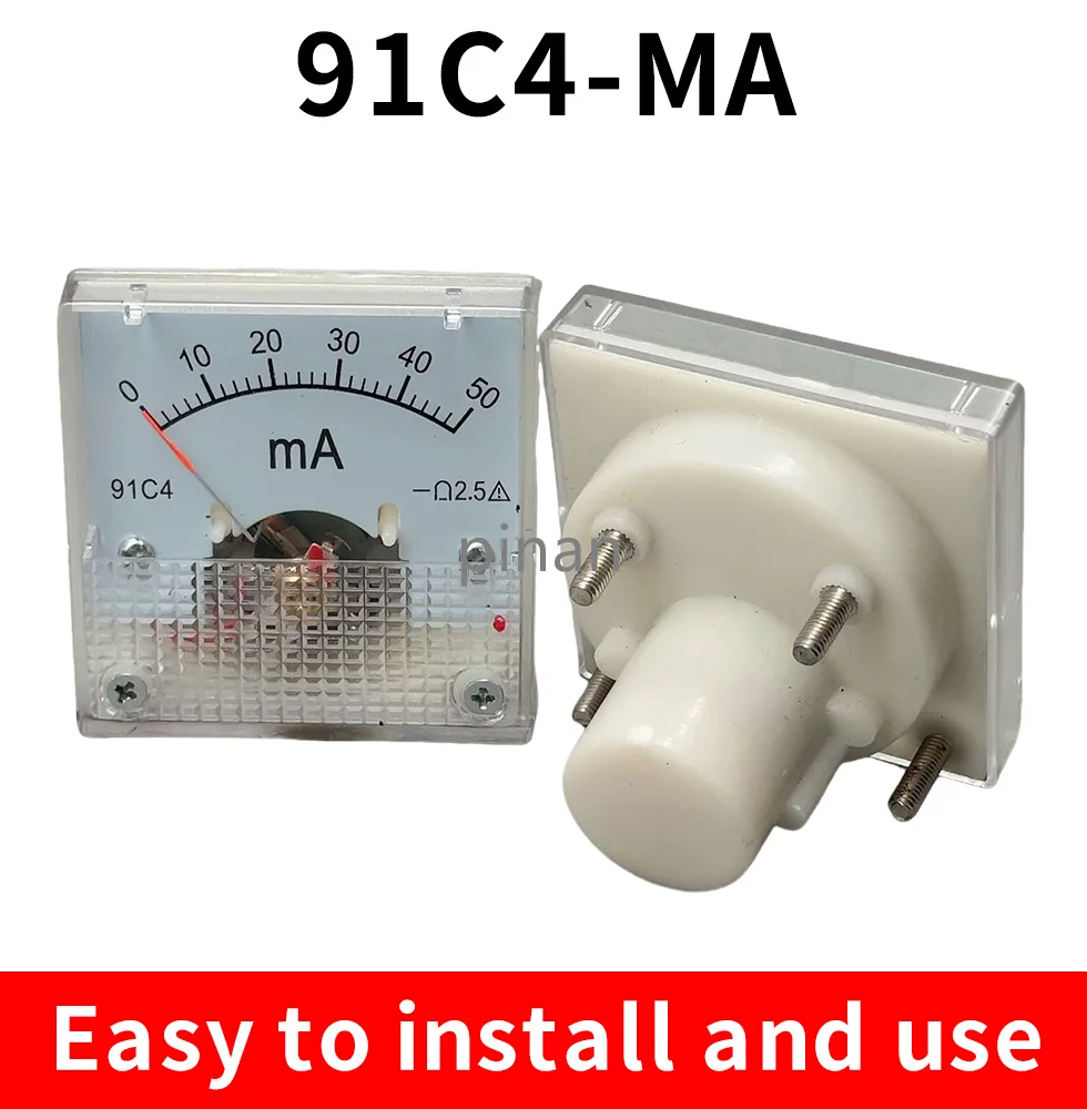 91C4- mA DC Pointer type milliammeter 1mA 5mA 10mA 50mA 100mA 200mA 300mA 500mA Analog Mechanics Plate table Ammeter