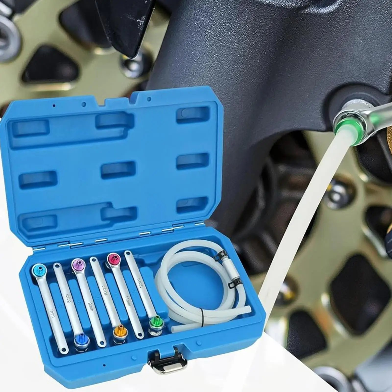 7 Pieces Portable 7-12mm with Storage Case Brake Bleeder Wrench Set Brake and Exhaust Wrench Set for Automotive Maintenance