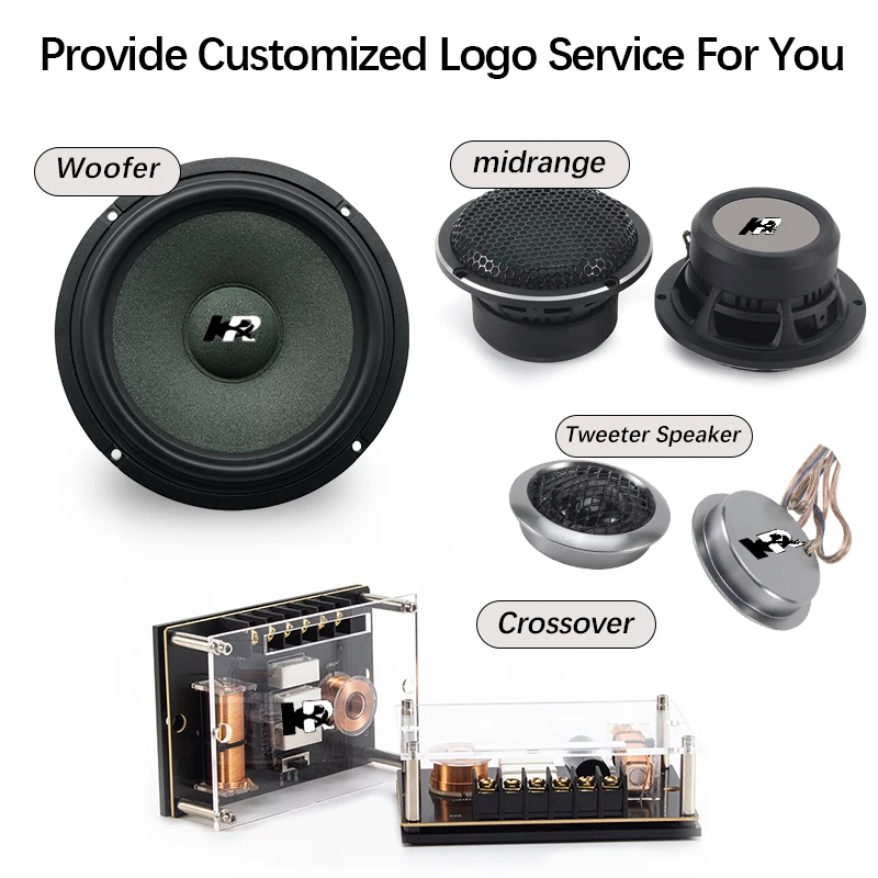 Pure Copper voice coil 6.5Inch NOM 100W 43Hz-28KHz 4ohm 3-Way Car Audio Component Speaker with woofer/tweeter/midrange/crossover
