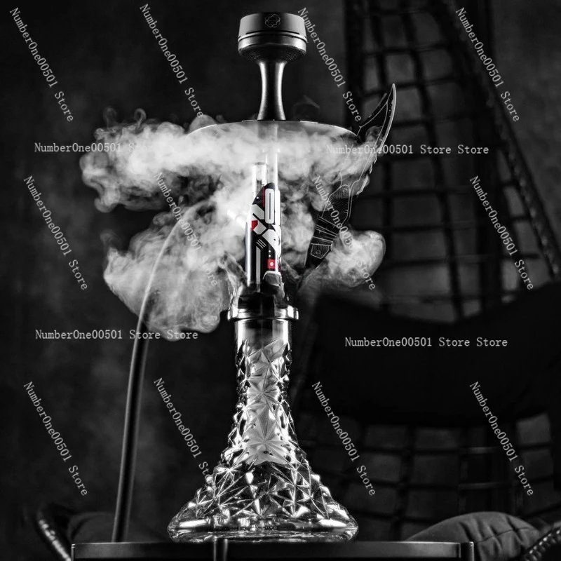 

EL Bomber Hookah Stainless Steel Single Tube Hookah Shisha Set with Glass Bottle 5 sold