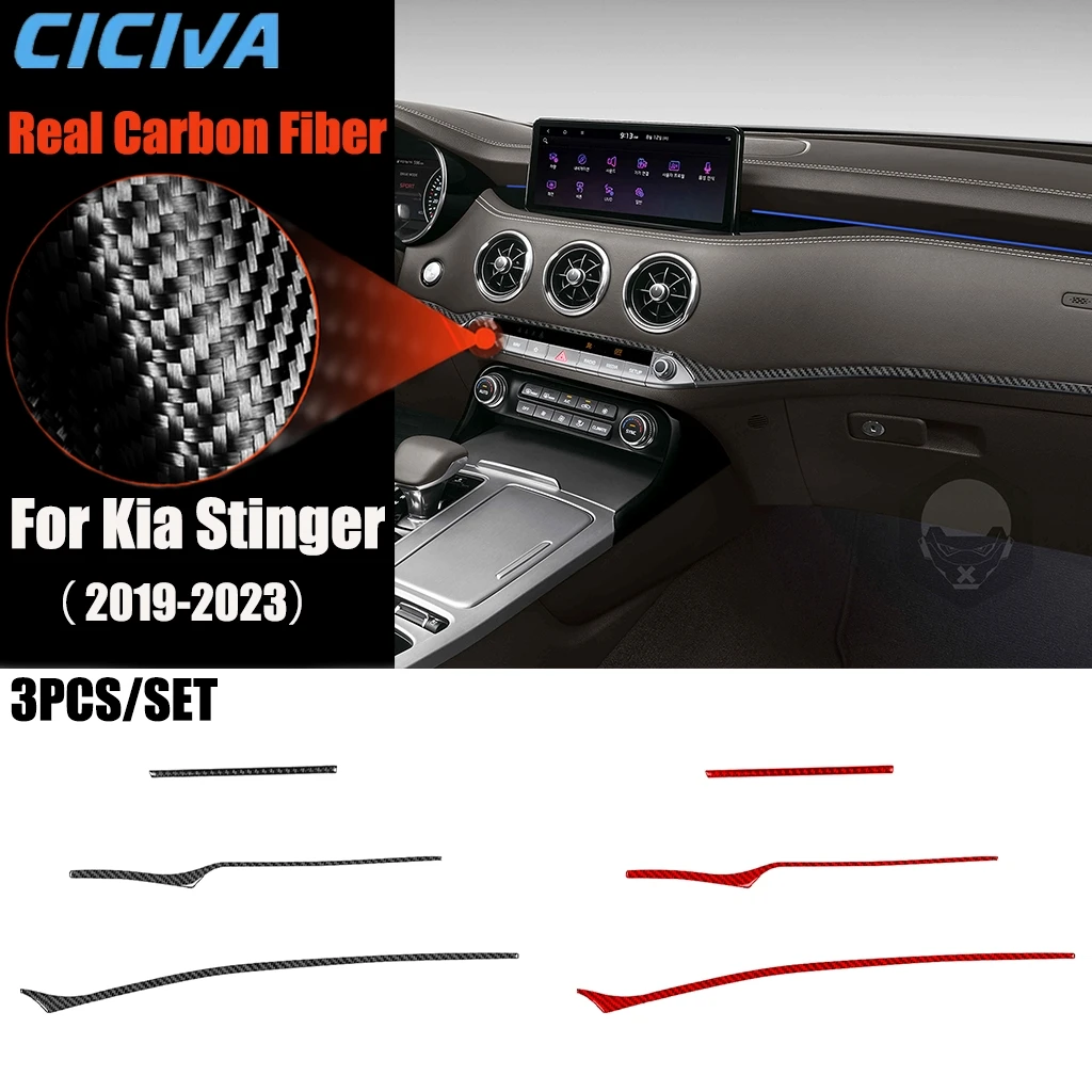 

Carbon Fiber Car Accessories Dashboard Decorative Strip Modified Interior Trim Cover Soft Sticker For Kia Stinger 2019-2023