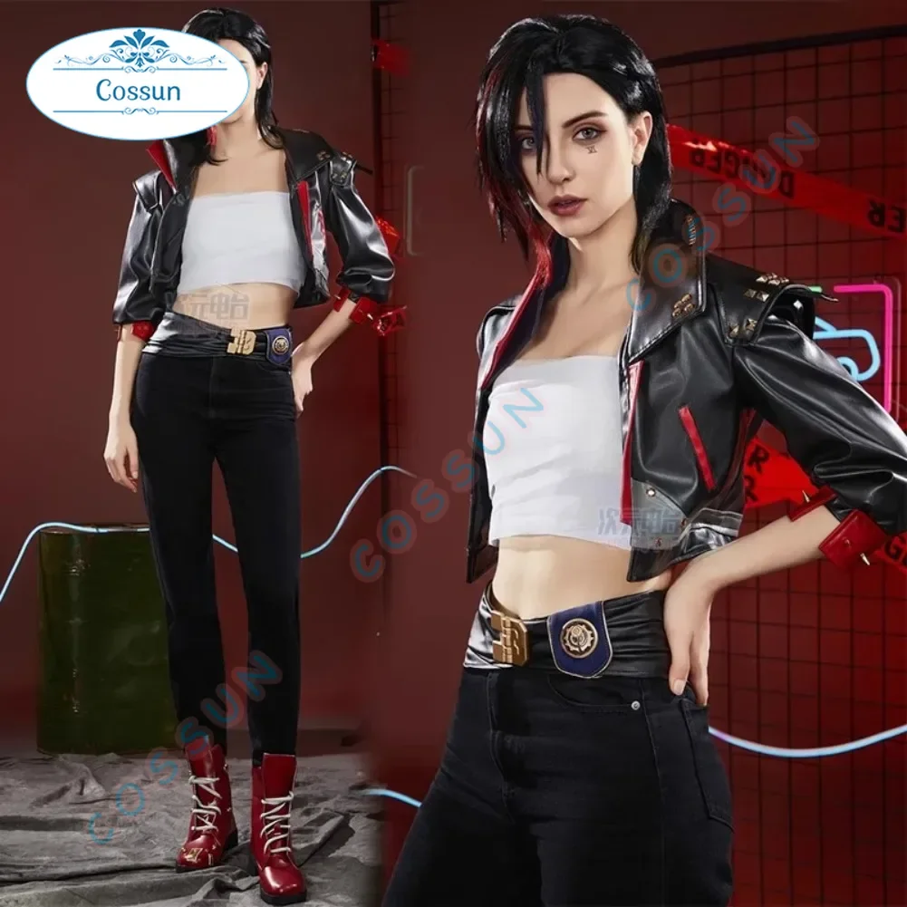 

The Piltover Enforcer Vi Cosplay Costume Game LOL Anime Women Cool Role Play Clothing Halloween Comic-con Party Suit Wig Shoes