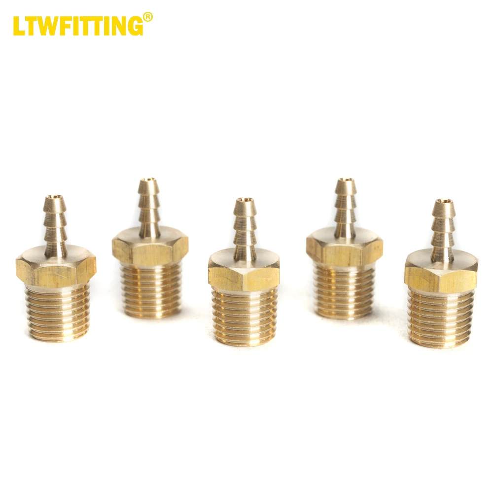 

LTWFITTING Brass Fitting Coupler 1/8-Inch Hose Barb x 1/4-Inch Male NPT Fuel Gas Water(Pack of 5)