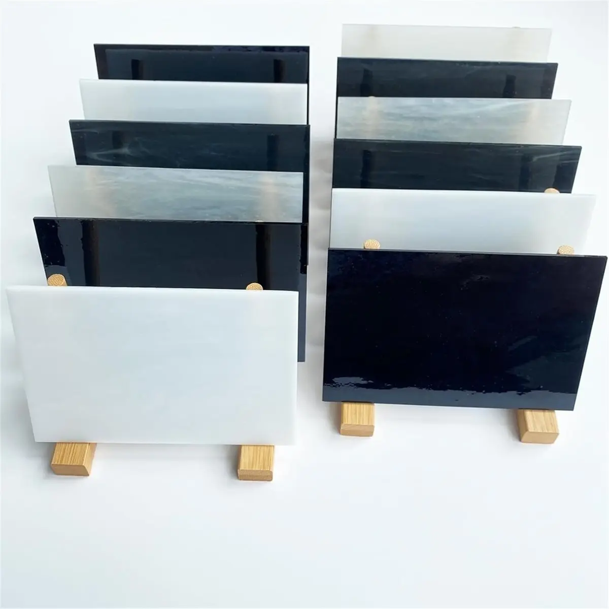 12 Sheets White Black Stained Glass Variety Pack, 4 X 6 Inch Art Mosaic Tiles for Crafts, Supplies for Glass Hobbyists