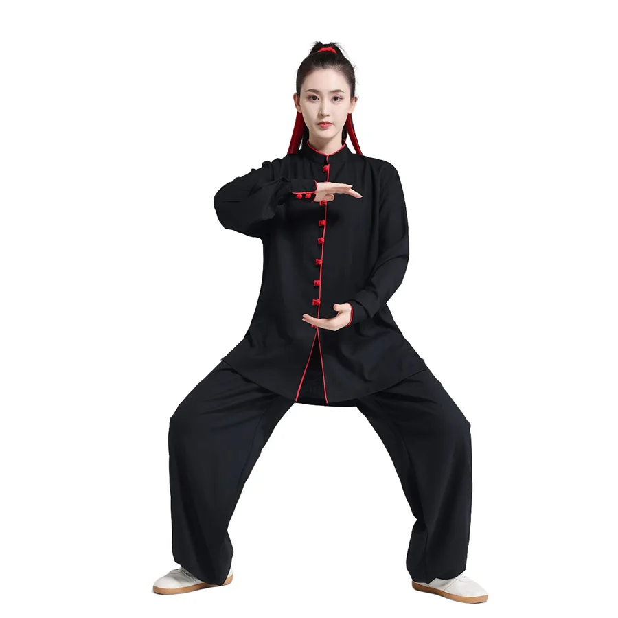 

CLYFAN Men Women TaiChi Uniform Stretchy Cotton Linen Martial Arts Performance Morning Exercise Ba Duan Jin Spring Summer Autumn