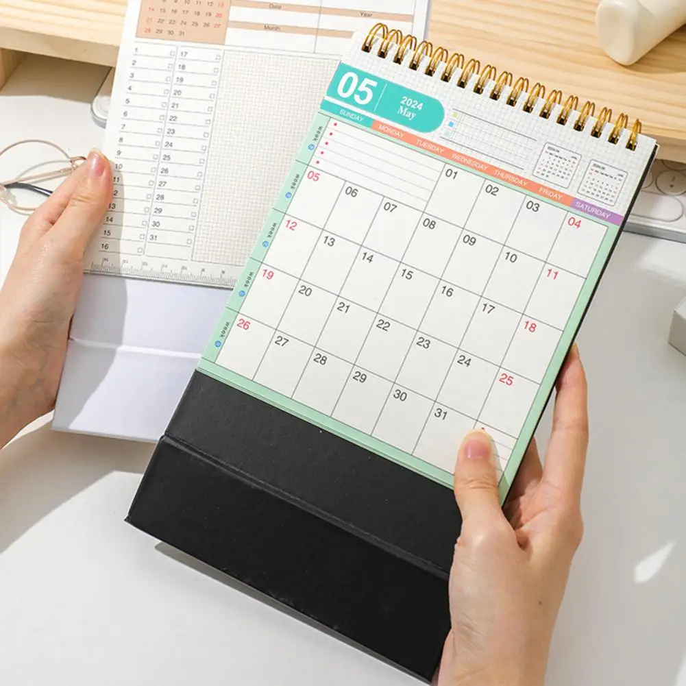 2024 Englisch Tisch kalender 18 Monate jul bis Dezember Doppel draht bindung Monats plan Planer Desktop Kalender Kalender