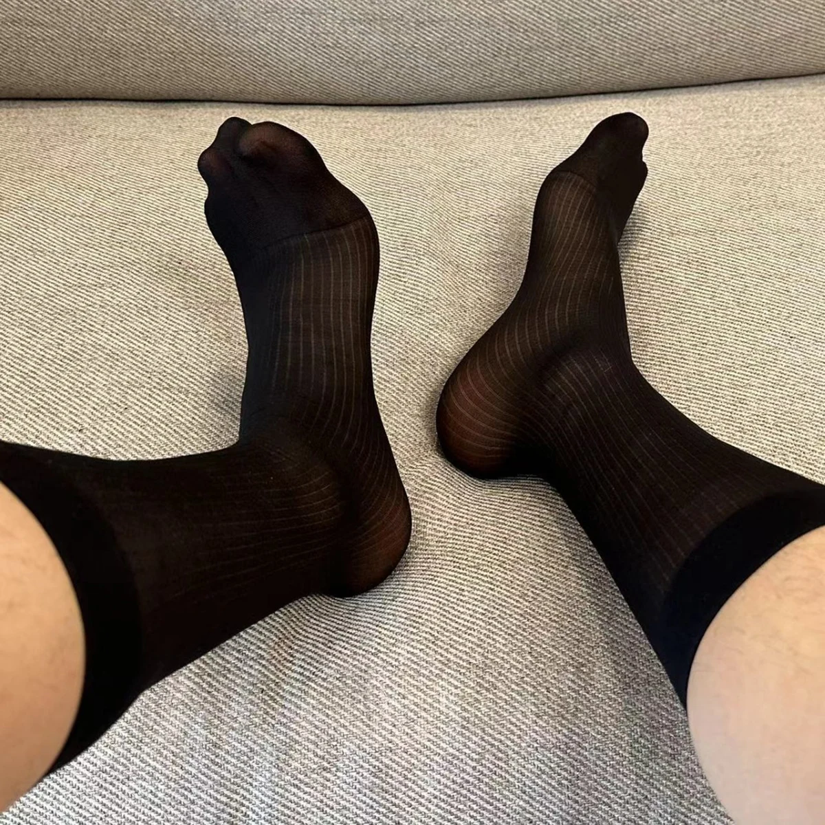 

CLEVER-MENMODE Men Translucent Tube Socks Sheer Stockings Sexy Ultra Thin Erotic Elastic Dress Sock Business Formal