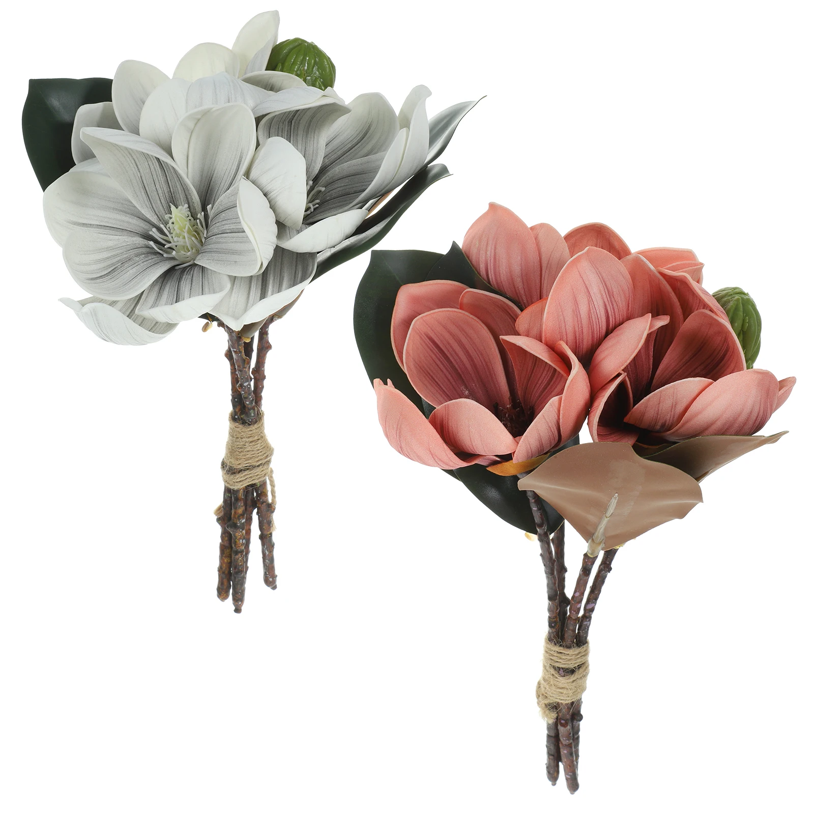 

2pcs Artificial Flowers Magnolia Branches Fake Eva Material Simulated Floral Bouquet Picks for Wedding Party Garden Balcony