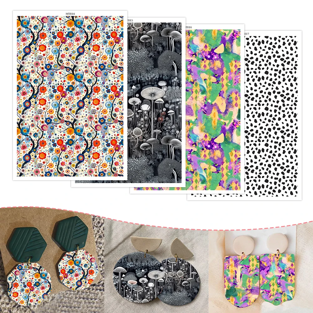 

Vintage Mushroom Abstract Floral Soft Ceramic Earrings Water Soluble Disposable Sticker for Diy Jewelry Making Decal 2025