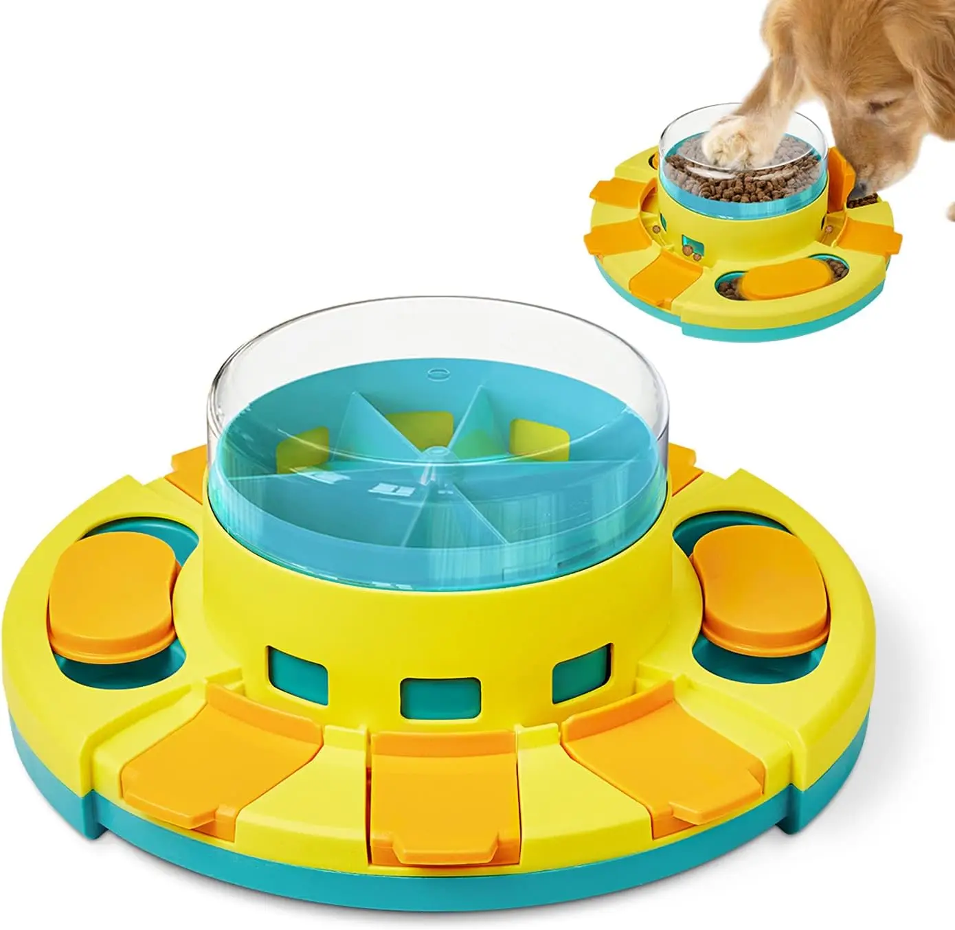 Dog Puzzle Toy Slow Feeder, Dog Food Treat Feeding Toys for IQ Training, Dog Entertainment Toys for All Breeds 4.2 Inch Height