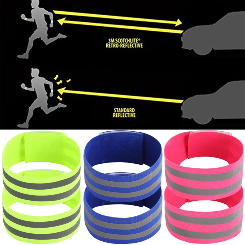 Reflective Bands Elastic Armband Wristband Ankle Leg Straps Kids Safety Reflector Tape Straps for Night Jogging Biking Running