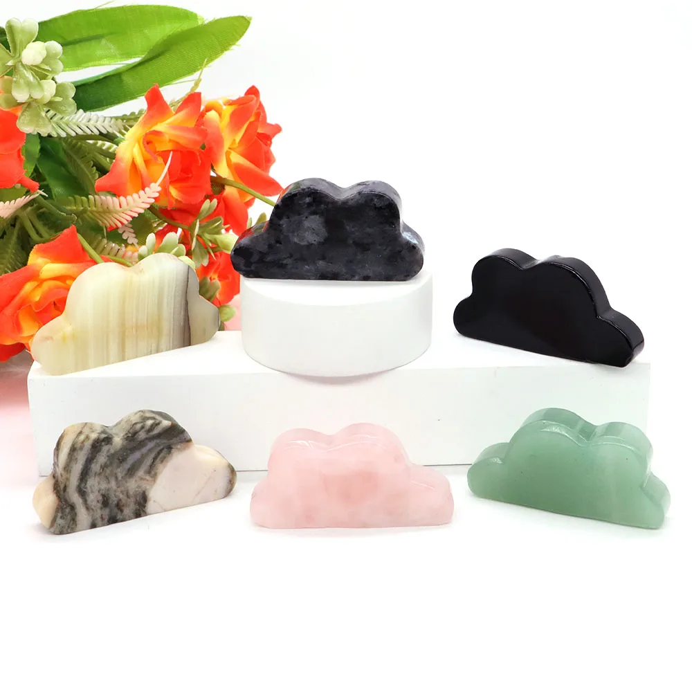 

2" Cloud Shape Figurine Natural Quartz Jade Crystal Healing Stone Home Decor Gemstone Statue Mineral Ornament Craft Gift