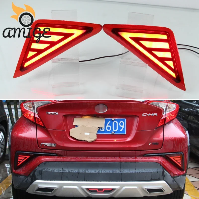 Car LED Taillights Rear Fog Lamps For Toyota C-HR CHR 2016 2017 2018 2019 Brake Light Rear Bumper Decoration Reflector Auto Lamp