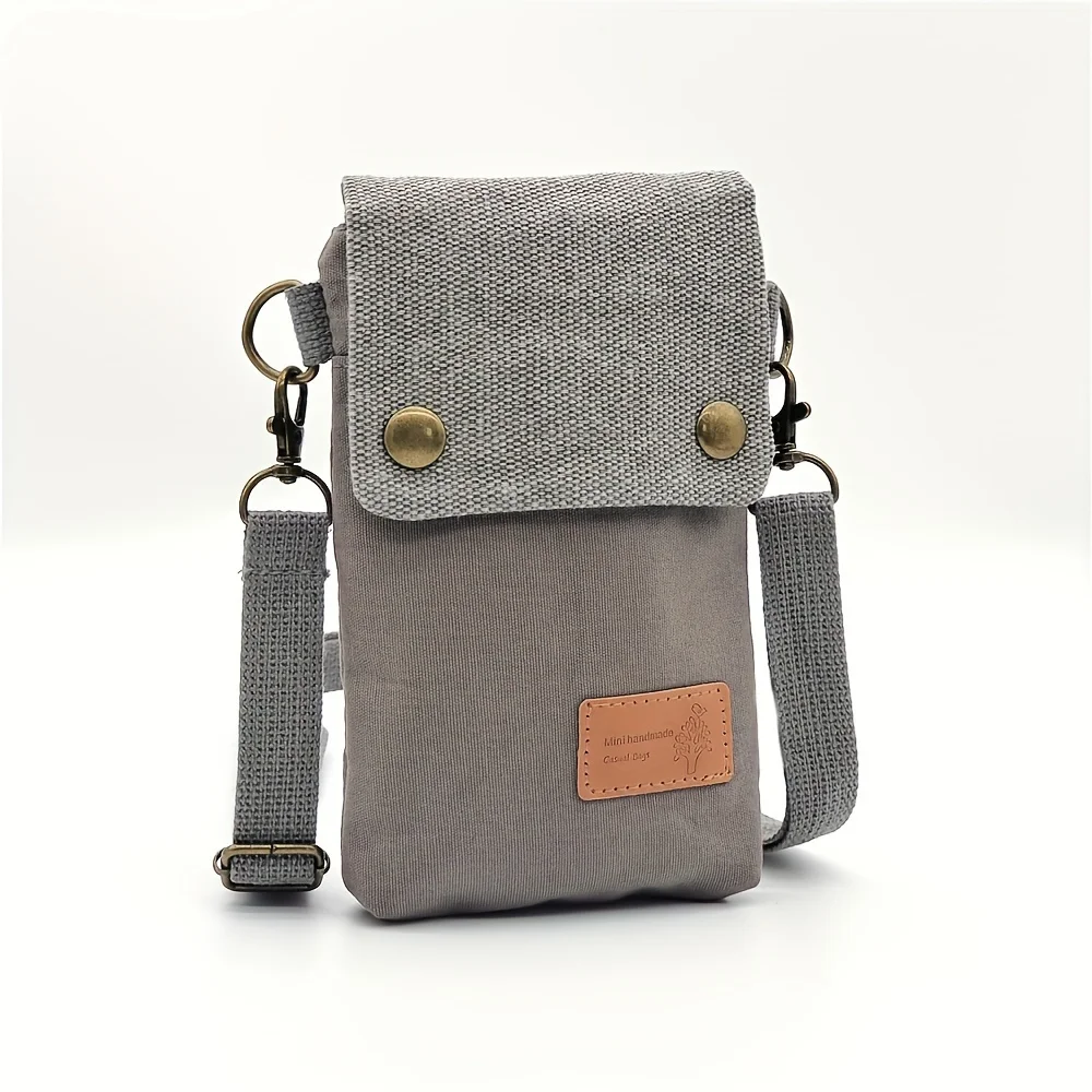 Mini-Umhängetasche aus Stoff, Handytasche mit Farbkontrast, Vintage-Schultertasche für Damen, kleine Umhängetasche, neu, passend – Detail 12
