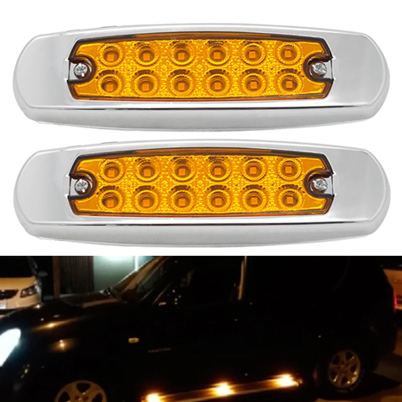 6pcs 12V 24V 12 LED Car Trucks LED Side Marker Lights For Truck Trailer Lorry Caravan Bus Van Boat Waterproof Clearance Light