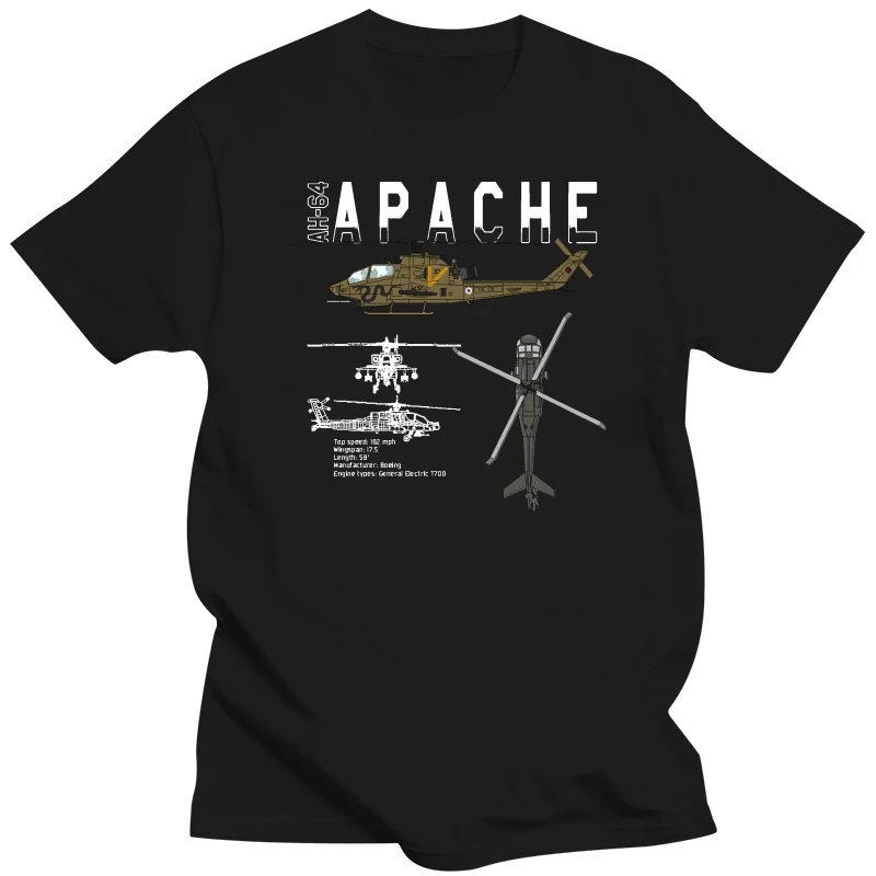 Custom Helicopter AH-64 Apache Longbow Schematic Mens T-Shirt Cheap Sale 100 % Cotton T Shirts For Boys T Shirt O-Neck Men