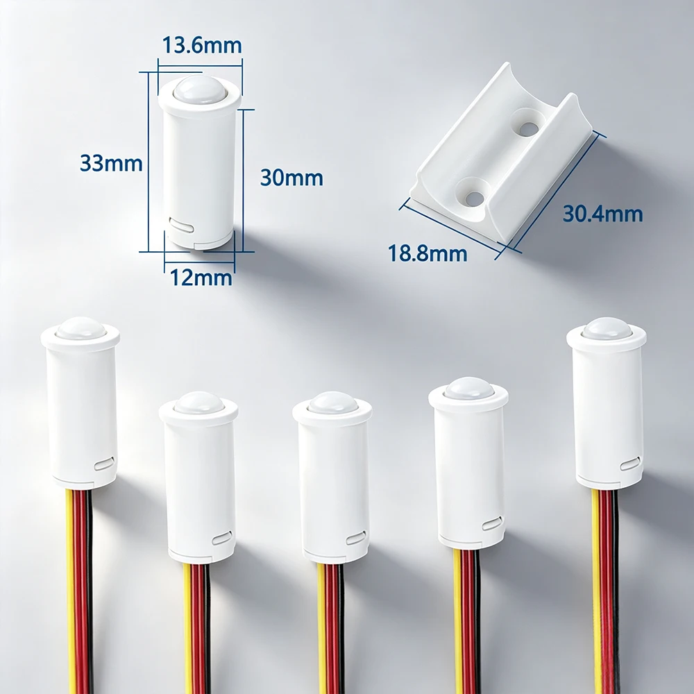 Mini Recessed Motion Sensor Switch DC12V24V 48W PIR Infrared Detector for LED Light Strip Home Decor Automatic Switch Customized