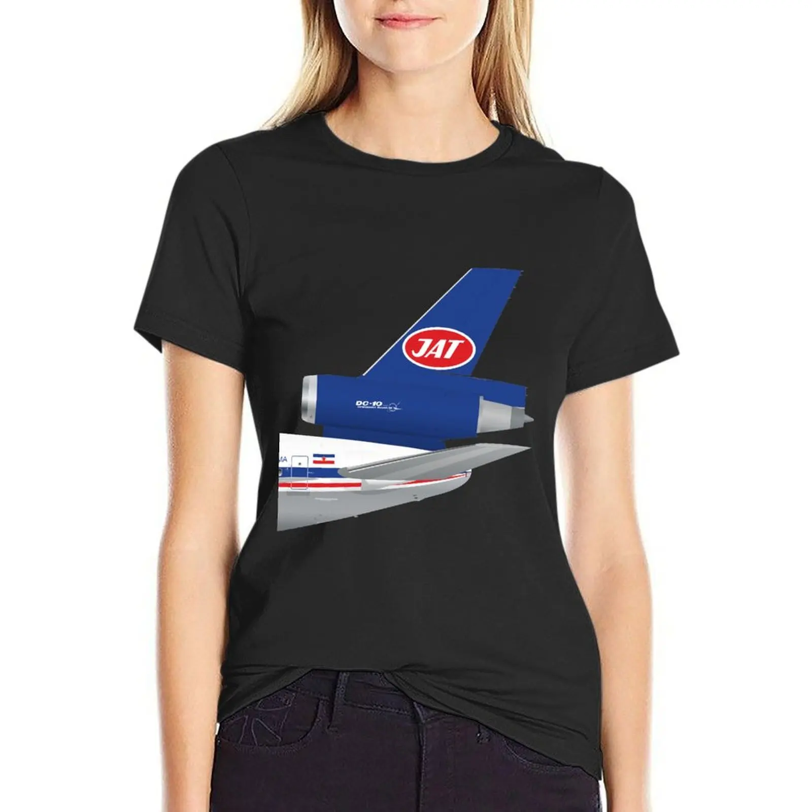 Flügel in Uniform-DC-10-Jat Jugoslav Airlines 70er Jahre T-Shirt Kawaii Kleidung weibliche Kleidung Frau Kleidung