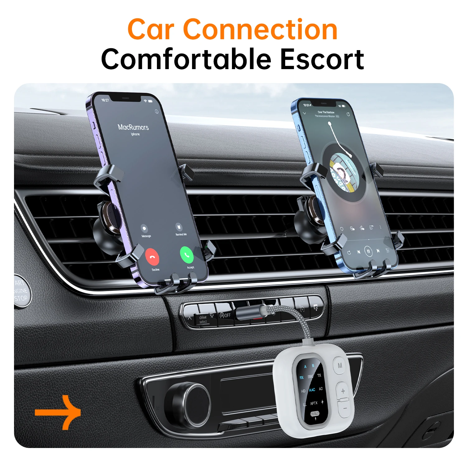 2 in 1 aptX Bluetooth Audio Receiver Transmitter aptX-Adaptive AD/HD/LL AAC 3.5MM AUX MIC HiFi Music Multipoint Wireless Adapter