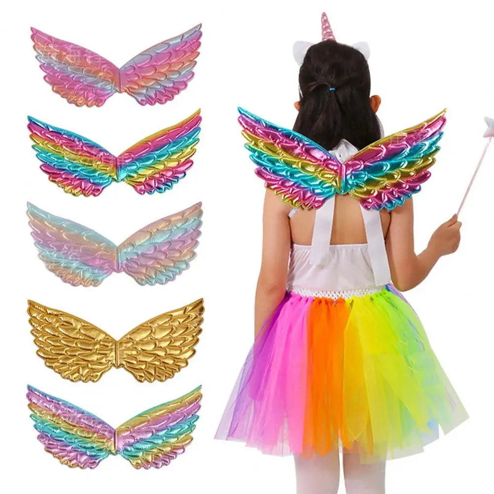 Alas de Ángel de princesa coloridas para actuación de niños, utilería de Cosplay, utilería de espectáculo de escenario reutilizable ligera para Halloween