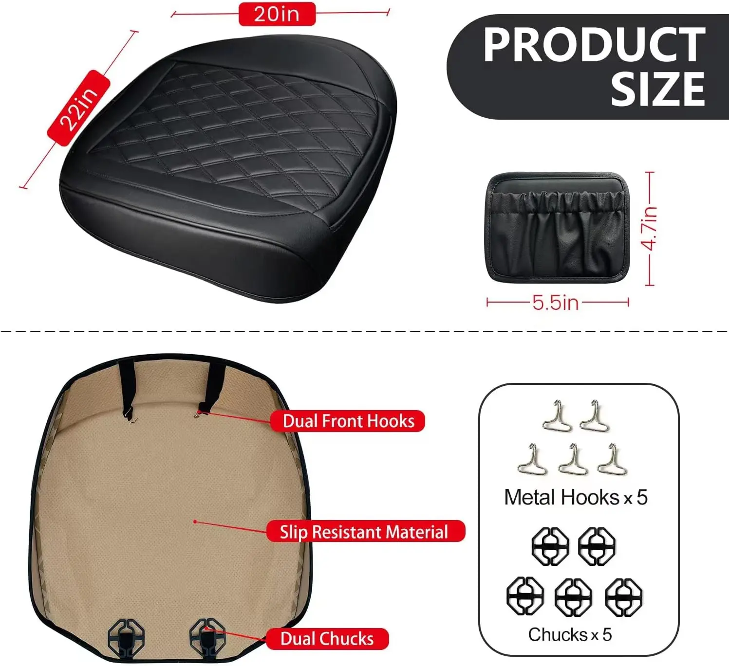 2 Pack Luxury Black Genuine Leather Car Seat Covers Anti-Slip Full Wrap Driver's Car Seat Protector