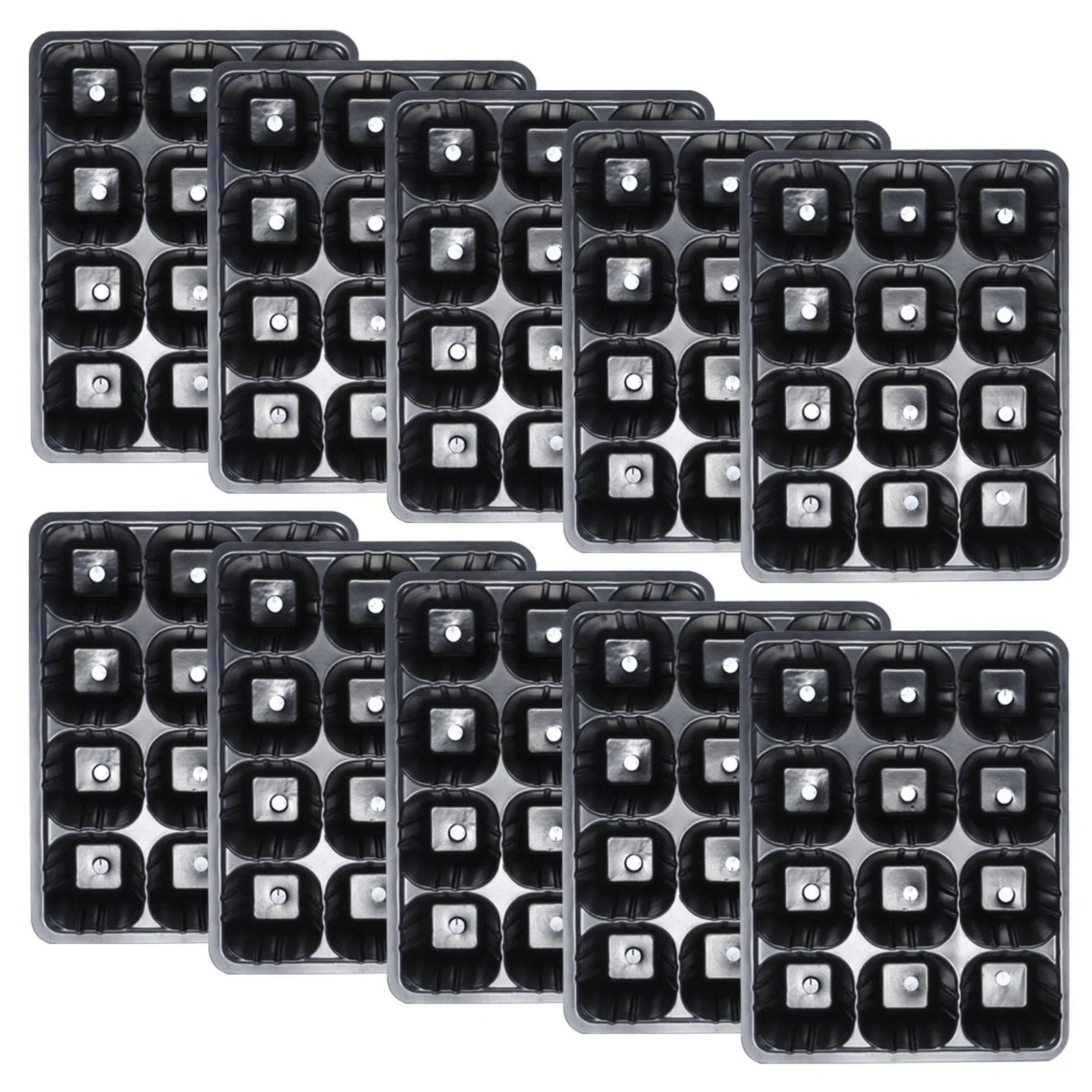12 Hole Black Plastic Seedling Tray for Plants Nursery Garden Seed Starter Pots Planting Trays for Vegetables Flowers