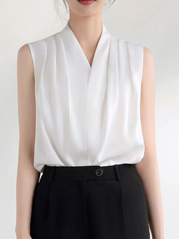 Faionable Svel irt المرأة مريحة ربيع 2025 تصميم بسيط عصري أعلى مادة الحرير الكورية Sle قطع مستقيمة #5