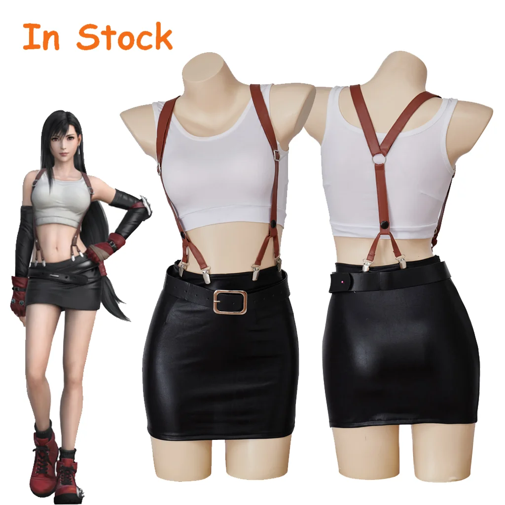 ファイナルファンタジー-vii-コスプレティファ・ロックハートスーツ-ff7-女性のセクシーなクロップトップスリングショーツスーツハロウィンカーニバルパーティーストリート