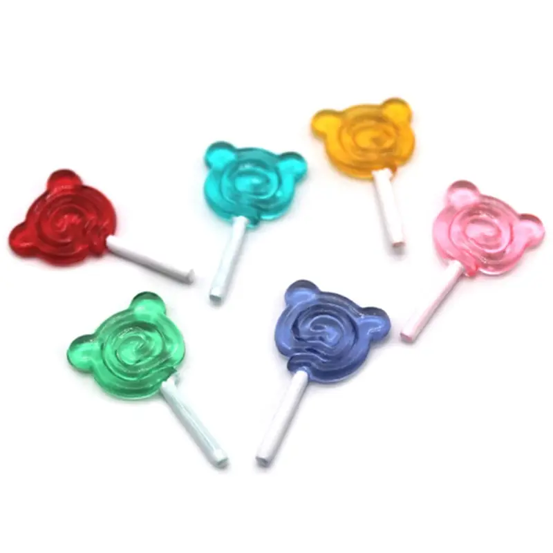 1:12 Scale Bear Shape Lollipop Simulation For Dollhouse Miniature Toy Doll Mini Resin Food Kitchen Livingroom Supplies 3Pcs