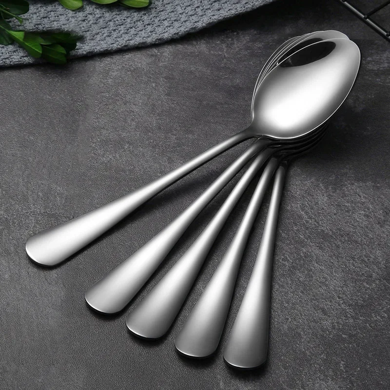 

Nordic Style Spoon Small Gold Silver Stainless Steel Round Tea Coffee Spoon for Yogurt Ice Dessert Long Handled Spoon Cutlery