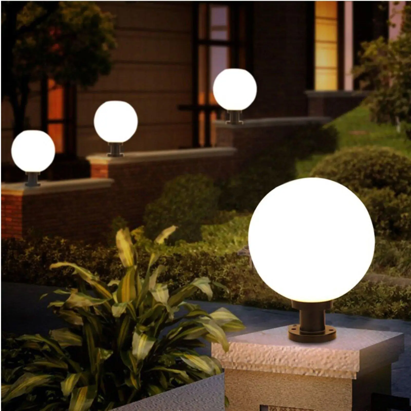 Dusk to Dawn Outdoor Illumination Lamp Spherical Solar Powered Post Lamp LED Waterproof for Yard Villa Pathway Lighting view 3