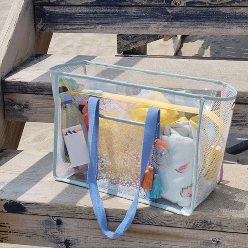 1PC Beach Bag Large Capacity Transparent Bag PVC Waterproof Wash Storage Tote Bag Handbag