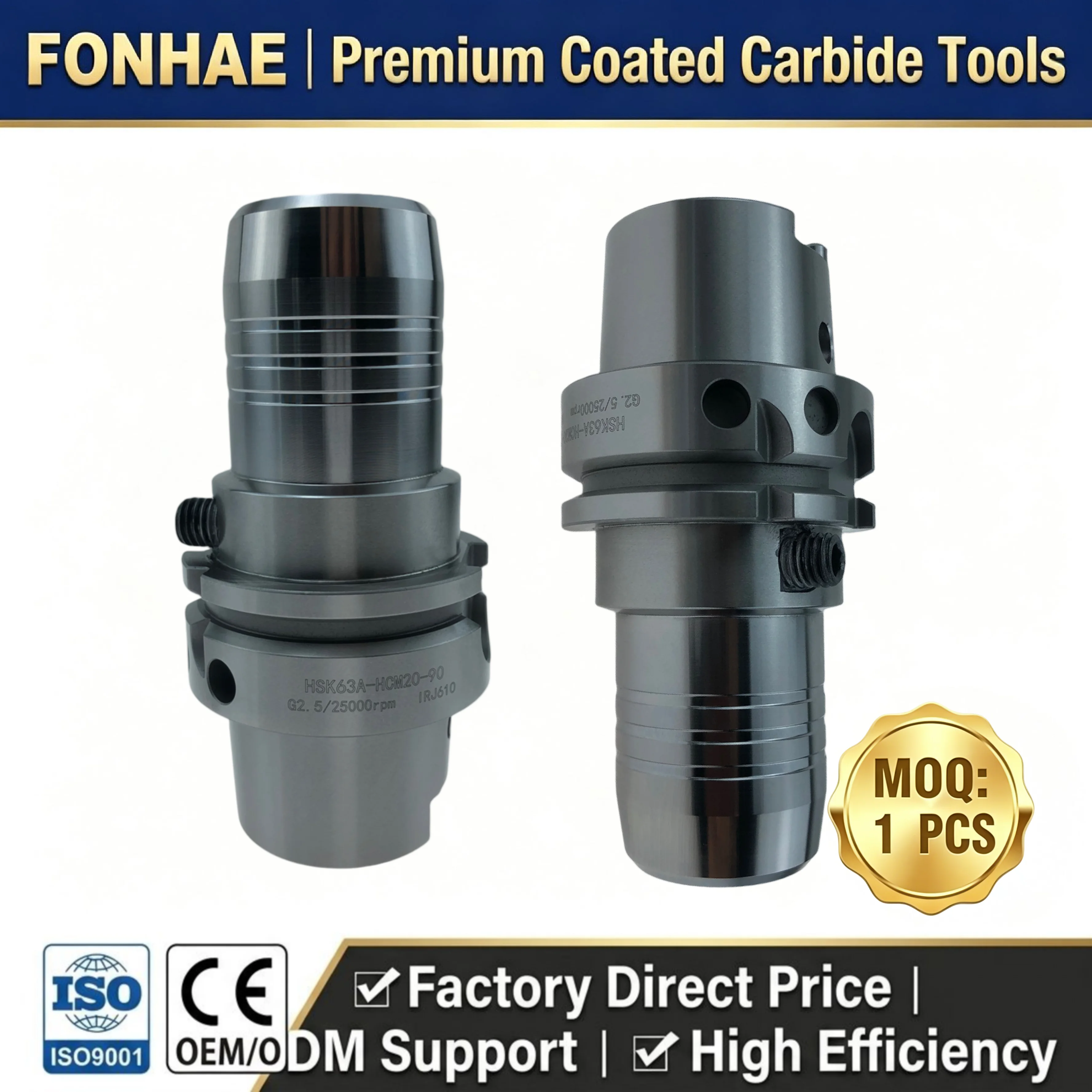 FONHAE HSK63A Hydraulic Turning Tool Holder G2.5 Balanced 25000rpm MCH20 Chuck CNC Machining Center High Precision OEM Wholesale
