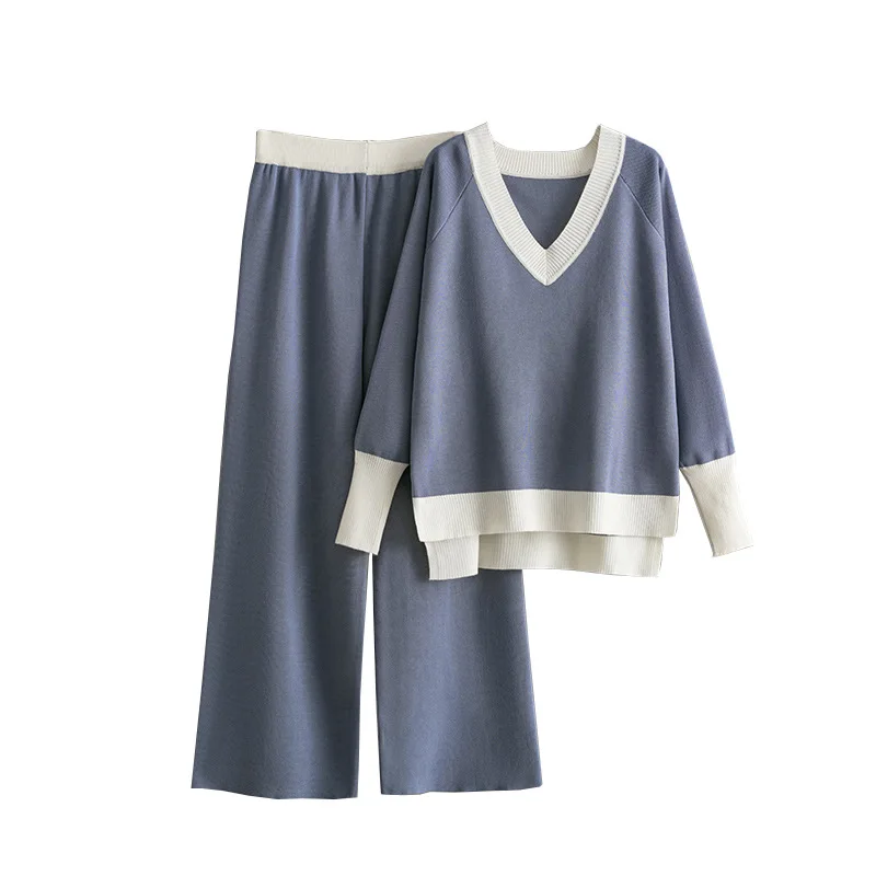 

2024 autumn and winter new knitted sweater loose wide-leg pants two-piece fashion casual suit 1013