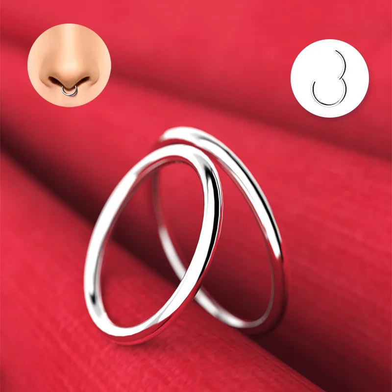 6/8/10/12/14mm Nose Ring Hinged Clicker Segment  Helix Cartilage Septum Hoop Surgical Stainless Steel Seamless Earrings Piercing