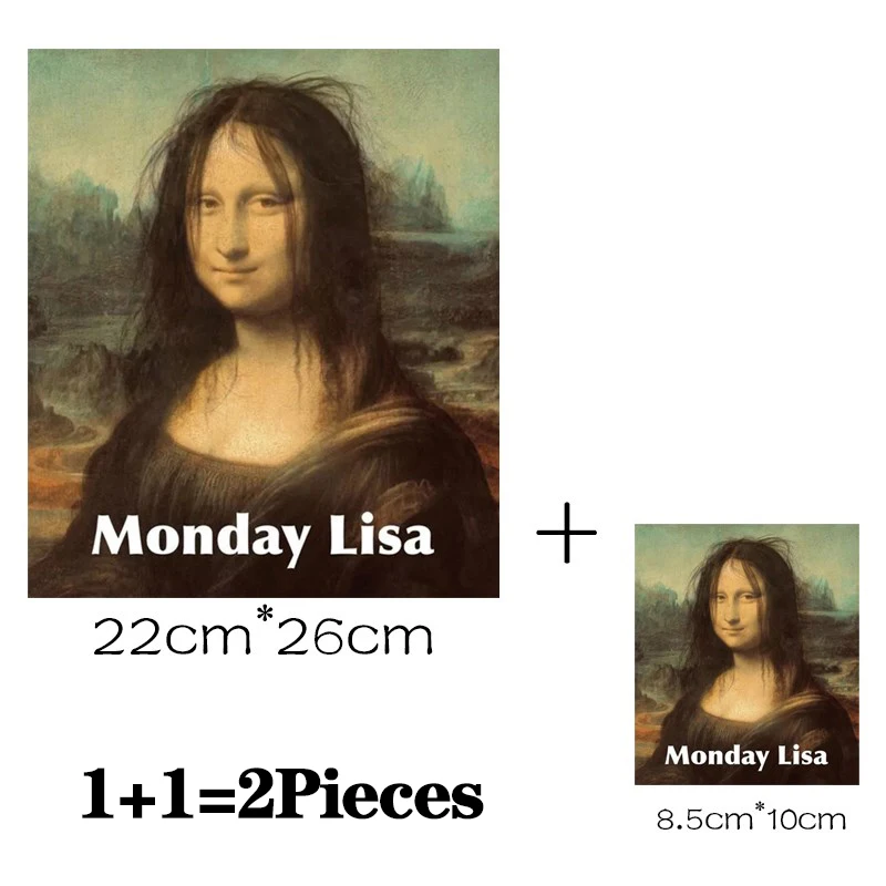 2 teile/los van gogh david mona lisa bügeln wärme wärme übertragung schmelz bare aufkleber bügeln auf thermo klebende flecken für kleidung diy