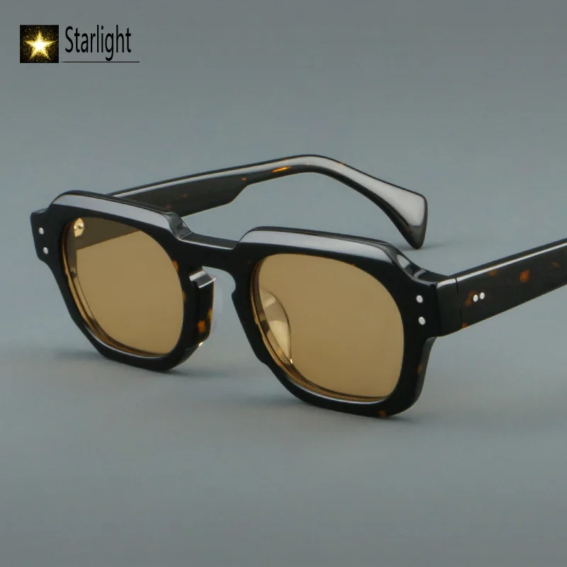 

Новые толстые высококачественные солнцезащитные очки из ацетата черепахи, мужские квадратные модные очки UV400, мужские ретро женские уличные ретро очки ручной работы 147 мм