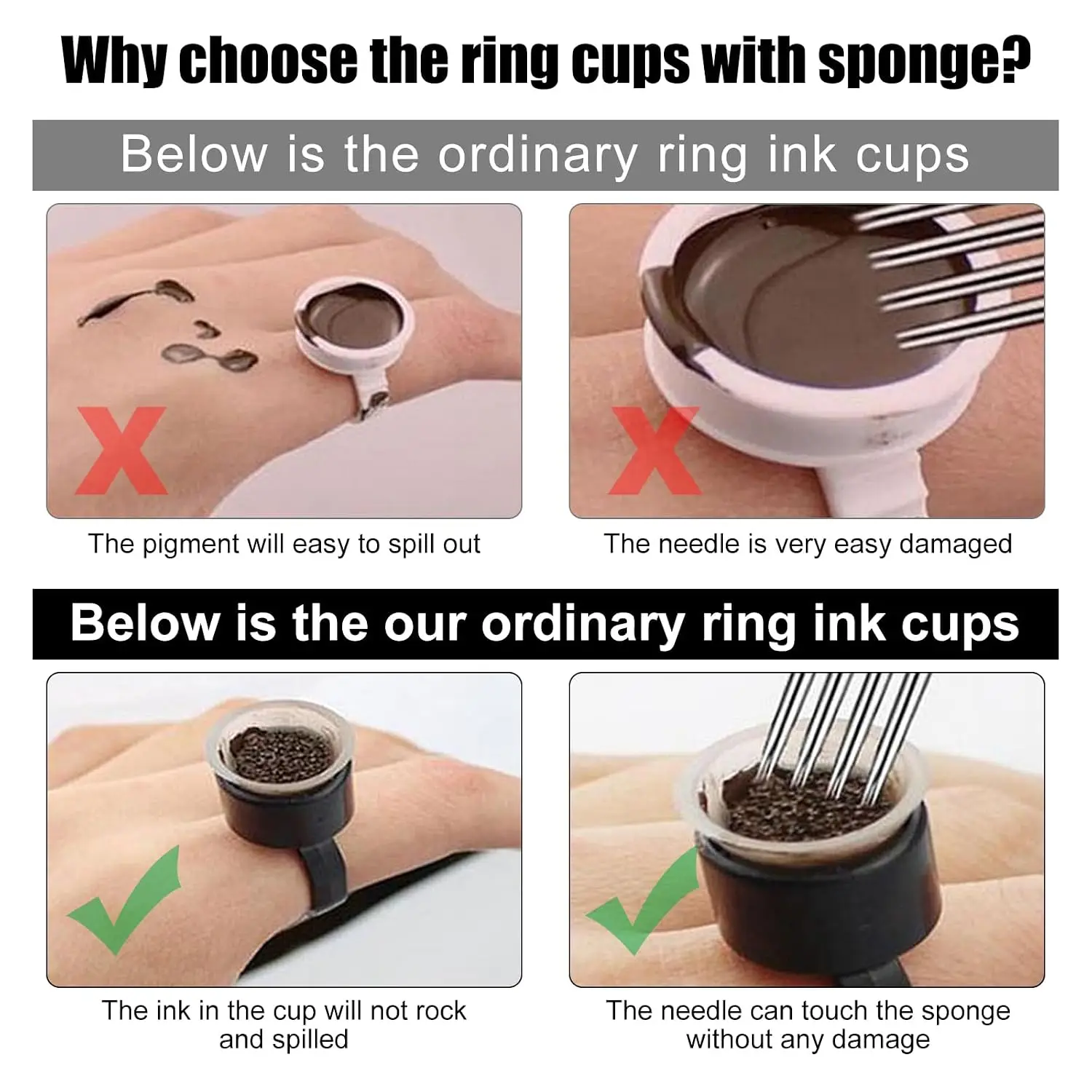 200pcs Ring Cups Pigment Rings Microblading Pigment Glue Rings  Permanent Makeup Tattoo Eyelash Eyebrow Extensions Medium Holder