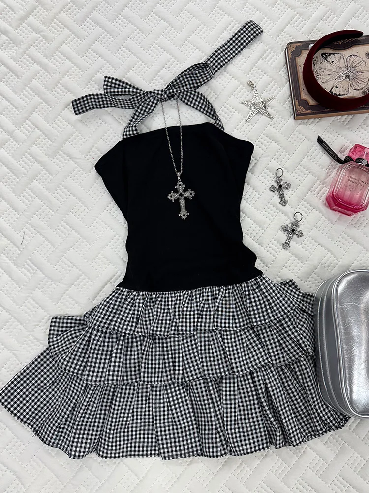 Floral End Original Retro Spicy Girl Bla Plaid Women's Dr Design Sensation Small ence Super Beautiful ter Dr