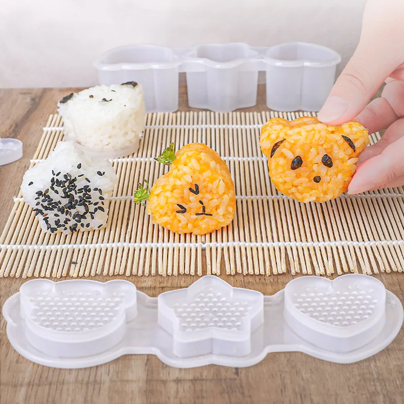 Rice Ball Press Mold Bear Flower Star Shape DIY Sticky Rice Molds Kitchen Maker Tool Japanese Sushi Bento Machine Mould for Kids