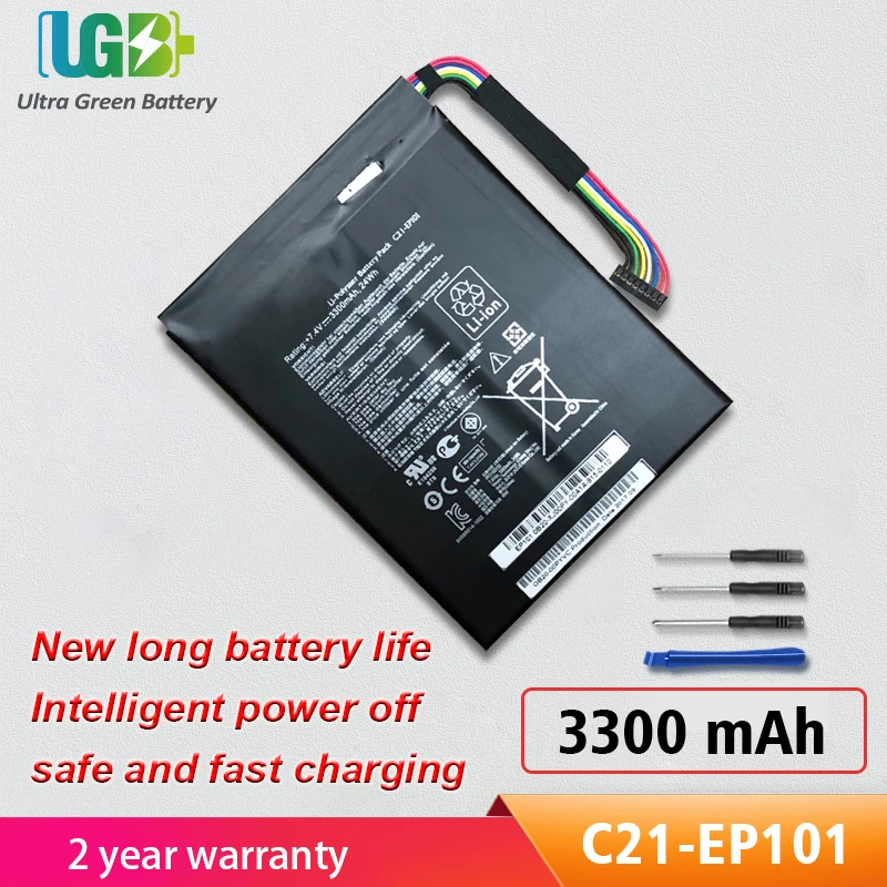 

UGB New C21-EP101 Battery For ASUS Eee Pad Transformer TR101 TF101 C21EP101 7.4v 3300mAh with Tools