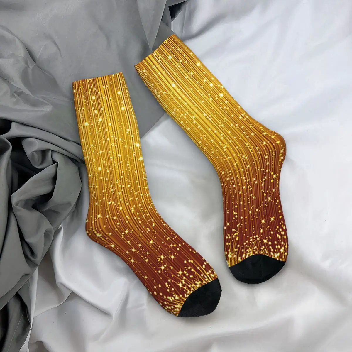 

All Seasons Crew Stockings Gold Glitter Socks Funny Long Socks Accessories for Men Women Christmas Gifts