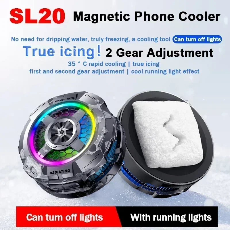 

SL20 Universal Mobile Phone Cooler Semiconductor Fast Cooling Fan Radiator for IOS Android PUBG Magnetic Freeze Cool Heat Sink