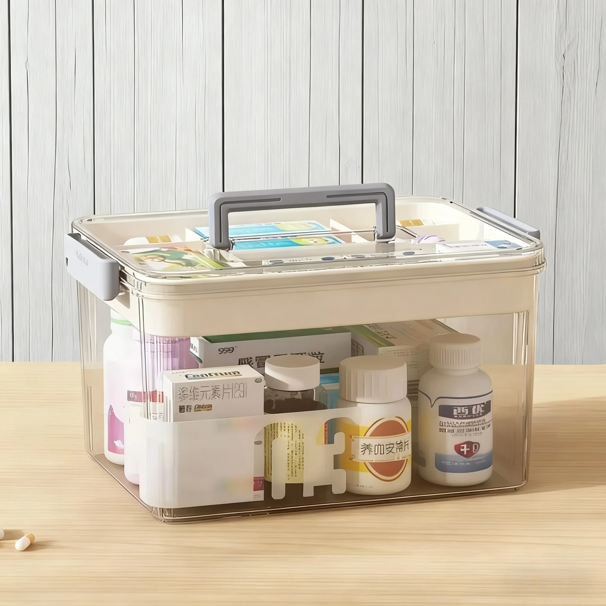 

Large Capacity Multi-Layer Home Medicine Box Medical Storage Case Transparent Design for First Aid and Medication Organization