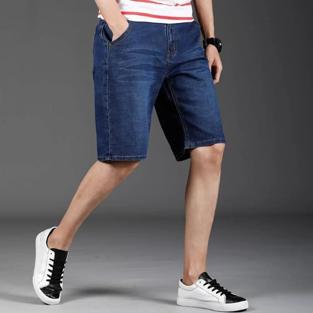 Summer Men's Fashion Pocket Baggy Jeans Shorts Loose Straight Capris Jeans For Men Streetwear Short Pants